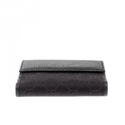 Gucci Dark Brown GG Canvas and Leather Compact Wallet