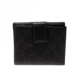 Gucci Dark Brown GG Canvas and Leather Compact Wallet