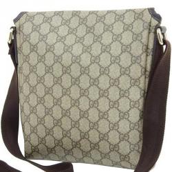 Gucci Navy/Beige GG Coated Canvas Small Messenger Bag