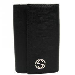 Gucci Black Leather Interlocking Key Case