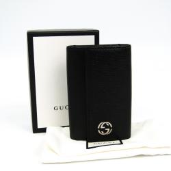 Gucci Black Leather Interlocking Key Case