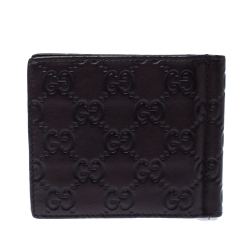 Gucci Dark Brown Guccissima Leather Money Clip Wallet