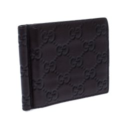 Gucci Dark Brown Guccissima Leather Money Clip Wallet