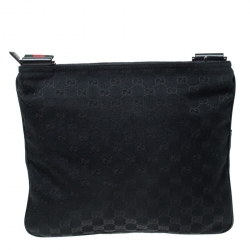 Gucci Black GG Canvas Web Messenger Bag