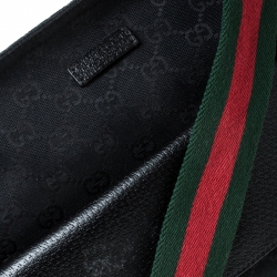 Gucci Black GG Canvas Web Messenger Bag