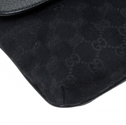 Gucci Black GG Canvas Web Messenger Bag