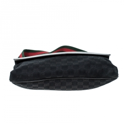 Gucci Black GG Canvas Web Messenger Bag