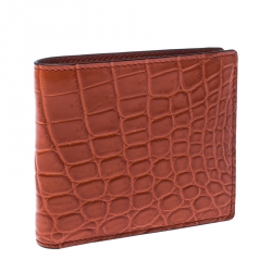 Gucci Orange Crocodile Bifold Wallet