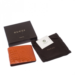 Gucci Orange Crocodile Bifold Wallet