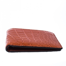 Gucci Orange Crocodile Bifold Wallet