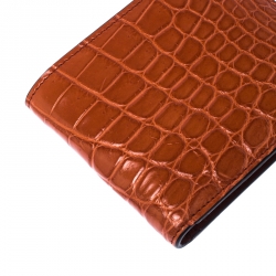 Gucci Orange Crocodile Bifold Wallet