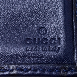 Gucci Blue Guccissima Leather Web Detail Bi Fold Wallet
