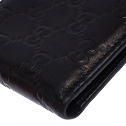 Gucci Black Guccissima Leather Web Bifold Wallet