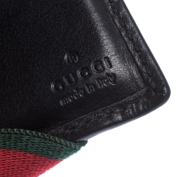 Gucci Black Guccissima Leather Web Bifold Wallet