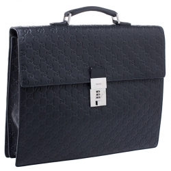 Gucci Black Guccissima Leather Briefcase