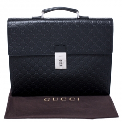 Gucci Black Guccissima Leather Briefcase