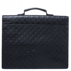Gucci Black Guccissima Leather Briefcase