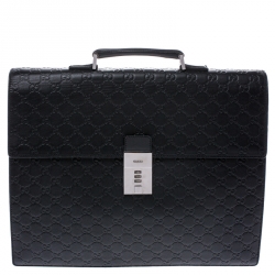 GUCCI Guccissima Large Laptop Briefcase Black 96068