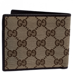 Gucci Dark Brown/Beige GG Canvas and Leather Bifold Wallet