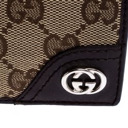 Gucci Dark Brown/Beige GG Canvas and Leather Bifold Wallet