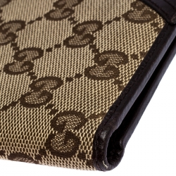 Gucci Dark Brown/Beige GG Canvas and Leather Bifold Wallet