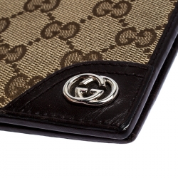 Gucci Dark Brown/Beige GG Canvas and Leather Bifold Wallet
