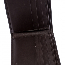 Gucci Dark Brown Guccissima Leather Metal Bar Bifold Wallet