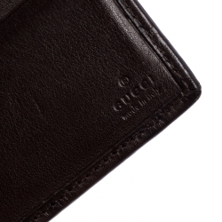 Gucci Dark Brown Guccissima Leather Metal Bar Bifold Wallet