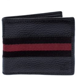 Gucci Black Web Canvas and Leather Bifold Wallet Gucci