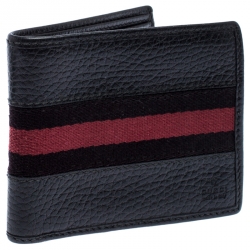Gucci Black Web Canvas and Leather Bifold Wallet
