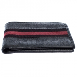 Gucci Black Web Canvas and Leather Bifold Wallet
