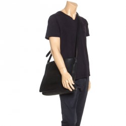 Gucci Black Leather Flap Messenger Bag