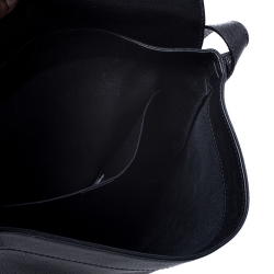 Gucci Black Leather Flap Messenger Bag