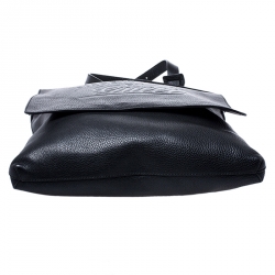 Gucci Black Leather Flap Messenger Bag