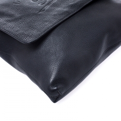 Gucci Black Leather Flap Messenger Bag