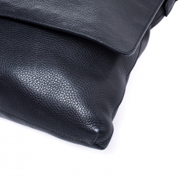 Gucci Black Leather Flap Messenger Bag