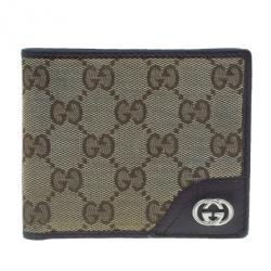 Gucci Brown Monogram Canvas and Leather Bifold Wallet