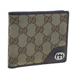 Gucci Brown Monogram Canvas and Leather Bifold Wallet