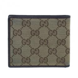 Gucci Brown Monogram Canvas and Leather Bifold Wallet