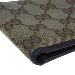 Gucci Brown Monogram Canvas and Leather Bifold Wallet