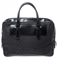 Gucci Black GG Canvas and Leather Briefcase