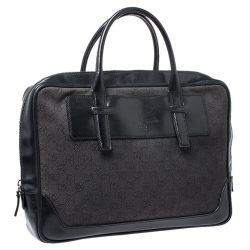 Gucci Black GG Canvas and Leather Briefcase