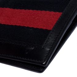 Gucci Black Guccissima Leather Web Bifold Wallet
