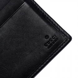 Gucci Black Guccissima Leather Web Bifold Wallet