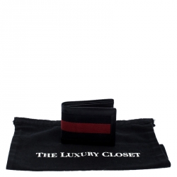 Gucci Black Guccissima Leather Web Bifold Wallet