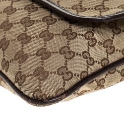 Gucci Beige/Brown GG Canvas and Leather Web Flap Messenger Bag