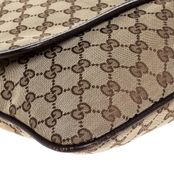 Gucci Beige/Brown GG Canvas and Leather Web Flap Messenger Bag