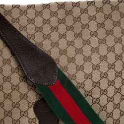 Gucci Beige/Brown GG Canvas and Leather Web Flap Messenger Bag