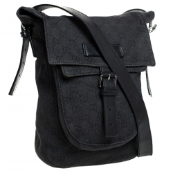 Gucci Black GG Canvas Messenger Bag