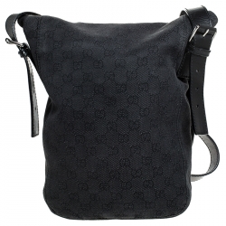 Gucci Black GG Canvas Messenger Bag